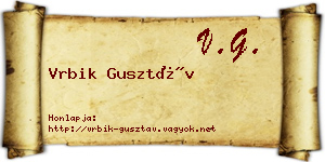 Vrbik Gusztáv névjegykártya